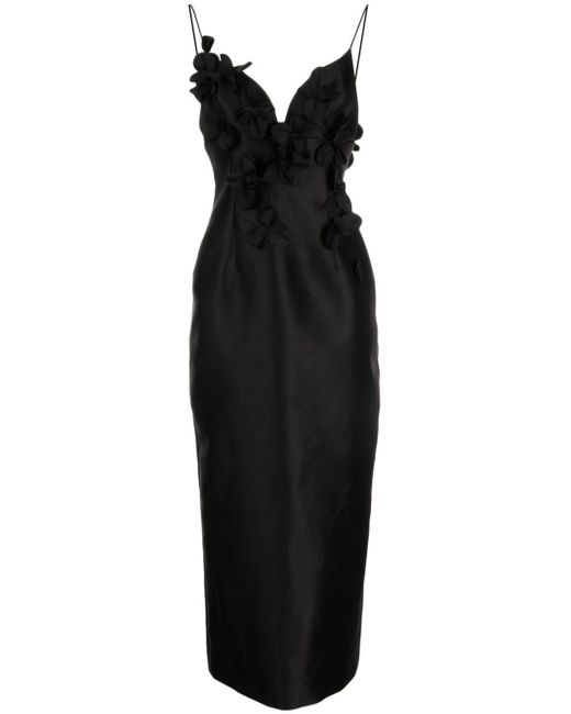 Acler Black Isla Column Satin Midi Dress