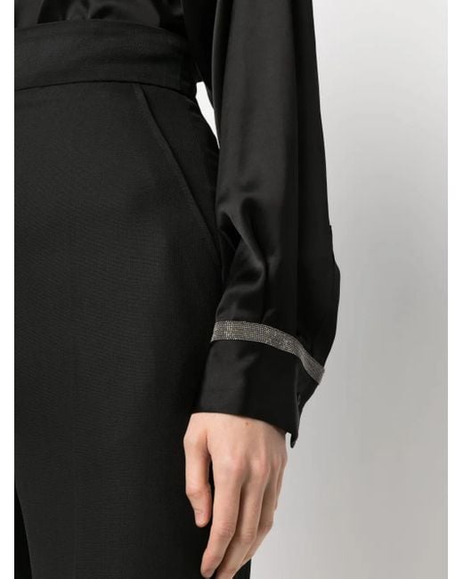 Fabiana Filippi Black Bead-Detail Satin-Weave Shirt