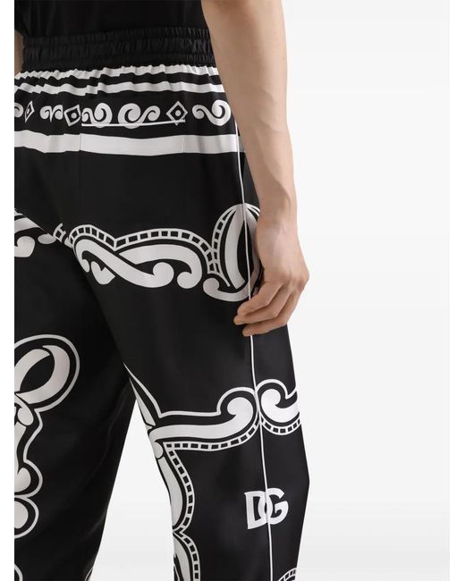 Dolce & Gabbana Black Silk Pajama Pants for men