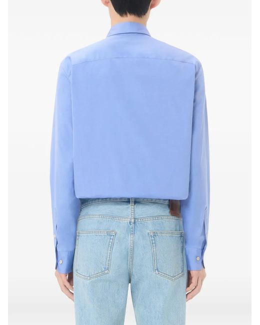 Valentino Garavani Blue Oxford Cotton Shirt With Vgold for men