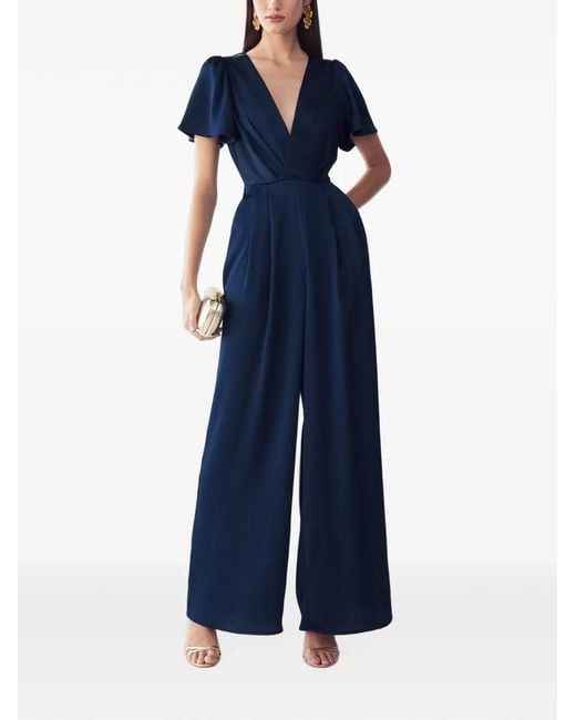 ST MRLO Blue Imani V-Neck Pleated Jumpsuit
