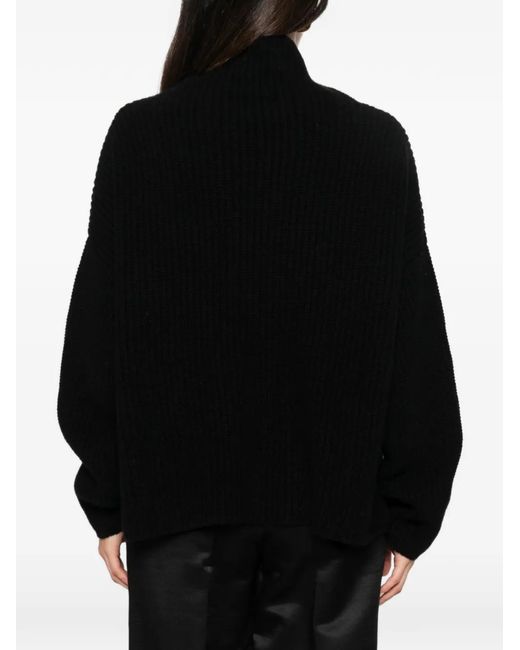 Liviana Conti Black Ribbed-Knit Roll-Neck Sweater