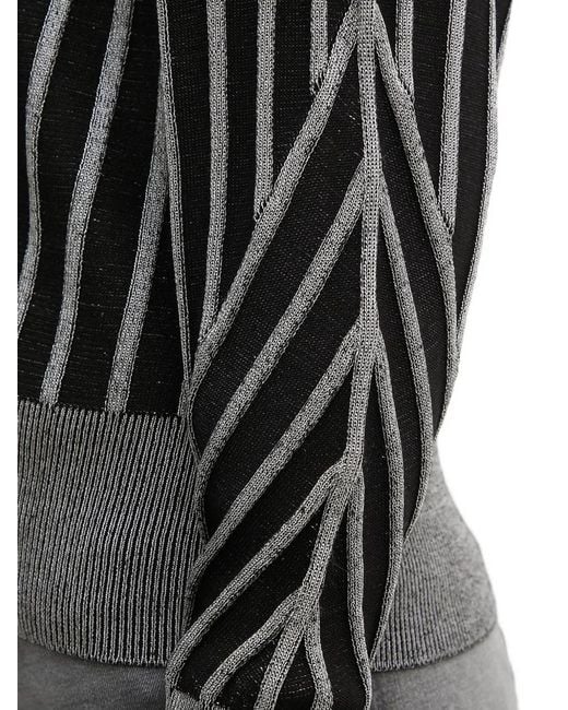 DKNY Black Striped V-Neck Sweater