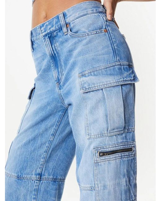 Alice + Olivia Blue Cay High Rise Cargo Wide Leg Jeans