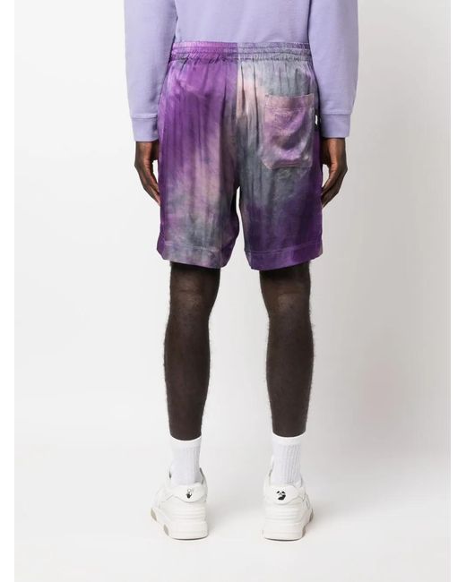 MSGM Purple Tie-Dye Track Shorts for men
