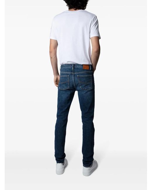 Zadig & Voltaire Blue Mid-Rise Slim-Cut Jeans for men