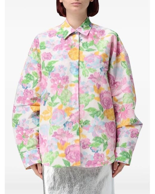 MSGM Gray Hemd Mit Blumenprint