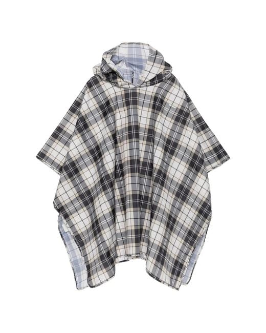 Barbour Gray Tartan-Print Hooded Poncho