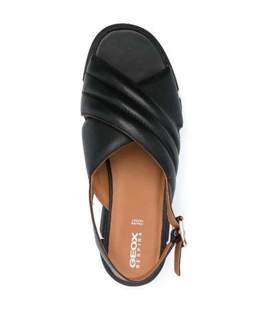 Geox Black Lisbona Leather Sandals
