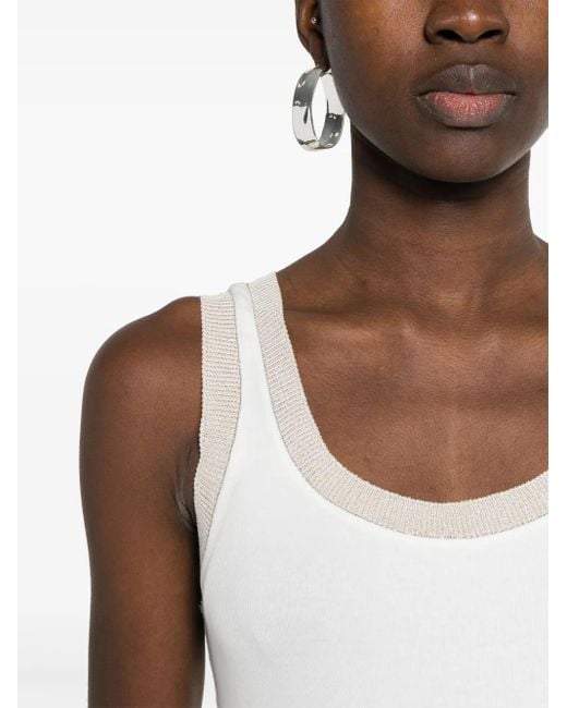 Fabiana Filippi White Lurex-Trim Ribbed Tank Top