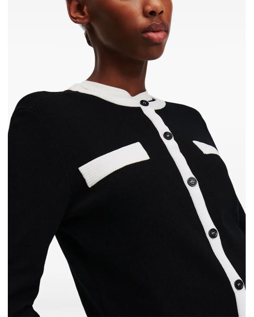 Karl Lagerfeld Black Contrasting-Trim Cardigan