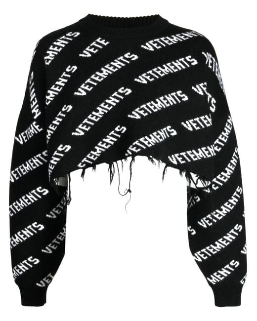 Maglione Con Effetto Vissuto di Vetements in Black da Uomo