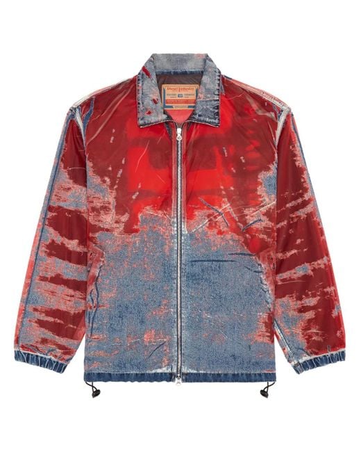 DIESEL Red D-Krap Devoré-Denim Jacket for men