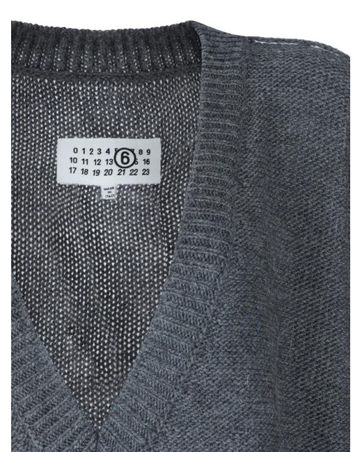MM6 by Maison Margiela Gray V-Neck Sweater