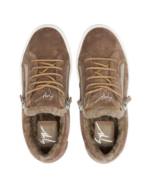 Giuseppe Zanotti Brown Gail Sheepskin Trim Sneakers