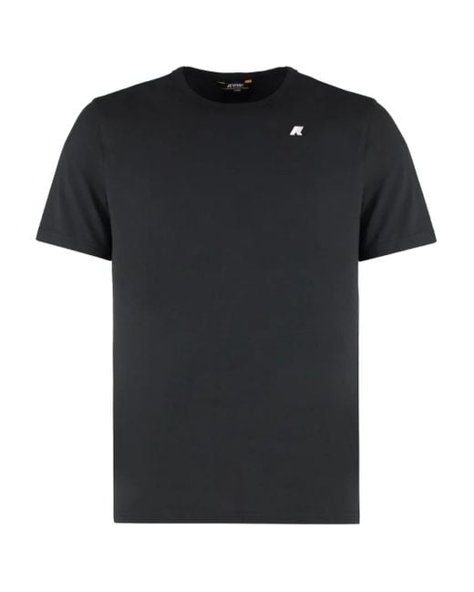 K-Way Black Adame Crew-Neck Cotton T-Shirt for men