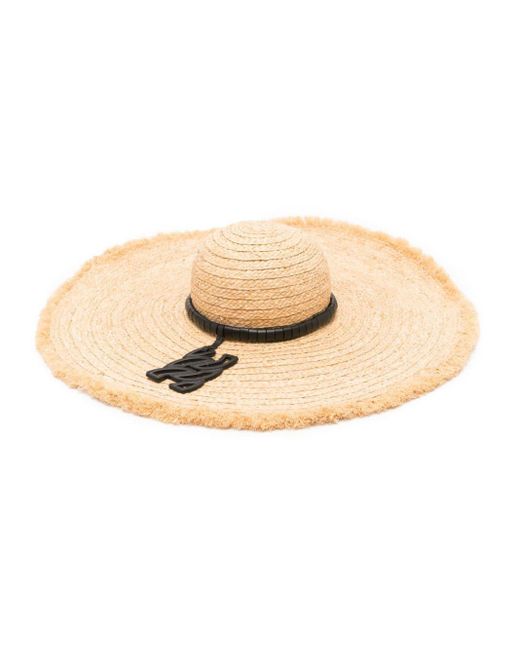 Casadei Natural Logo-appliqué Raffia Sun Hat