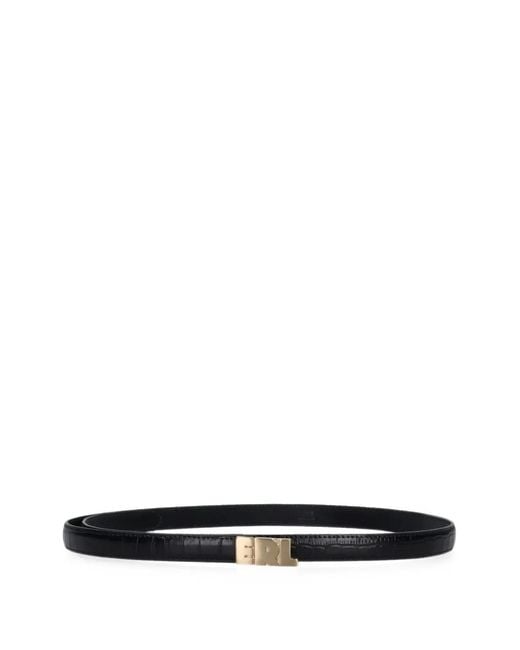 ERL White Croc-Effect Logo-Buckle Belt
