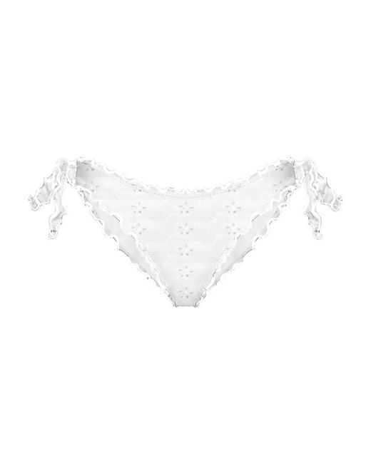 Mc2 Saint Barth White Moon Embroidered Bikini Bottoms