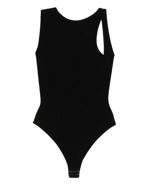 A.M.G Black Ribbed Bodysuit