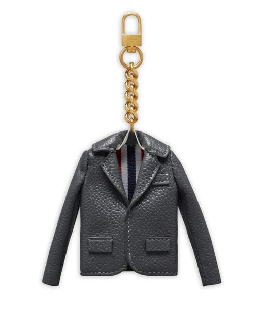 Thom Browne Gray Soft Caviar Agneau Classic Jacket Charm