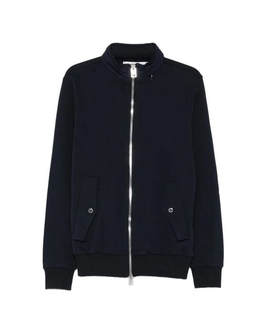 Les Hommes Blue Zip-Up High-Neck Cardigan for men