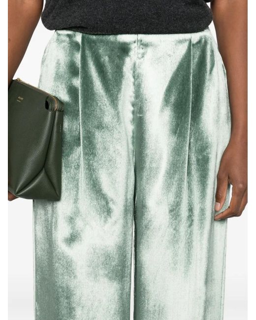 Alberta Ferretti Green Wide-Leg Trousers