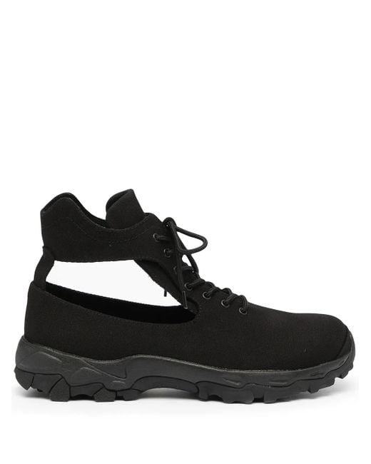 Yohji Yamamoto Black Cut-out Canvas High-top Sneakers for men