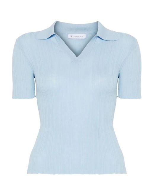 Manuel Ritz Blue Ribbed T-Shirt