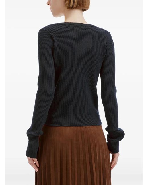 B+ AB Blue Ribbed Layered Cardigan
