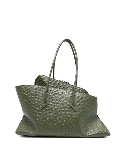 The Attico Green Medium La Passeggiata Leather Tote Bag