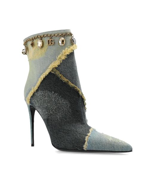 Dolce & Gabbana Black Distressed Denim Boots