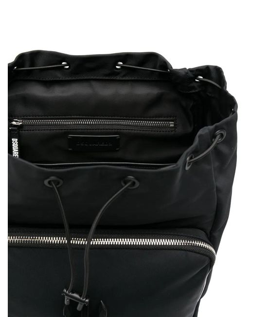 DSquared² Black Made With Love Buckled Backpack for men