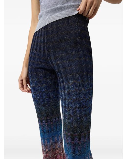 Missoni Blue Zigzag-Knit Flared Trousers