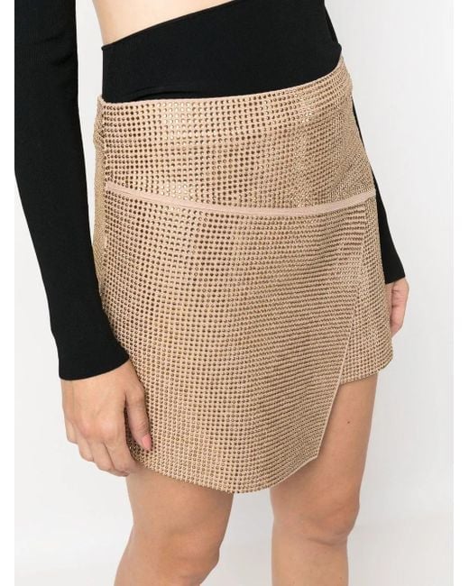 ANDREADAMO Natural Crystal-Embellished Asymmetric Wrap Skirt