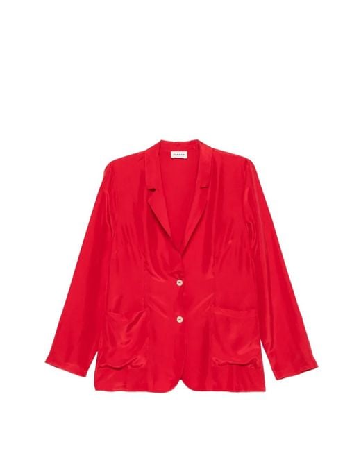 P.A.R.O.S.H. Red Saxon Button Patch-Pocket Blazer