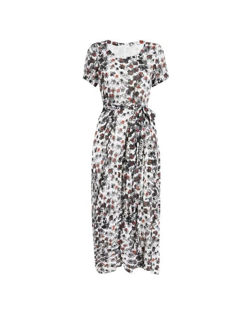High White Inlay Floral-Print Midi Dress