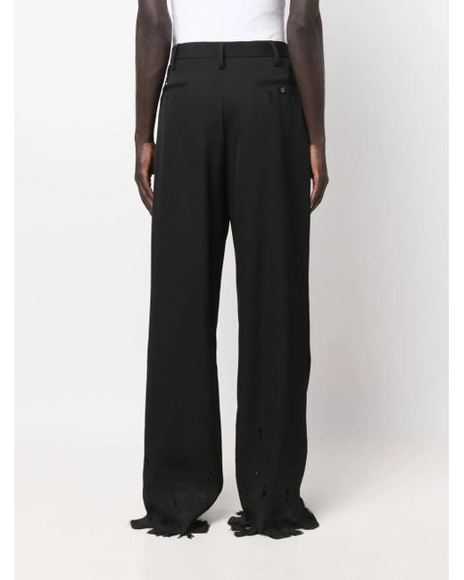 Marni Black Distressed Straight-Leg Cut Trousers for men