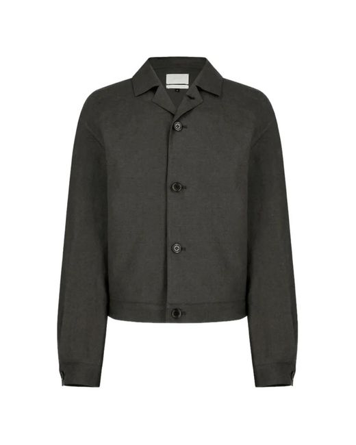 Amomento Black Cropped Linen Jacket for men