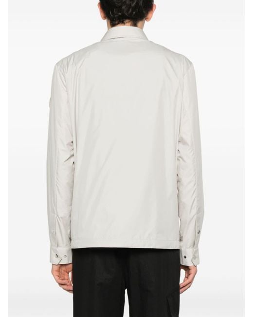 Moncler White Neutral Piz Logo Appliqué Shirt Jacket for men