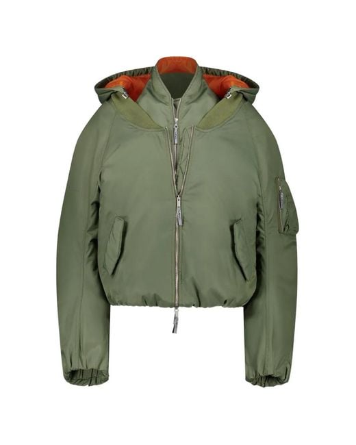 SRVC Studio Green Hooded Bomber Jacket