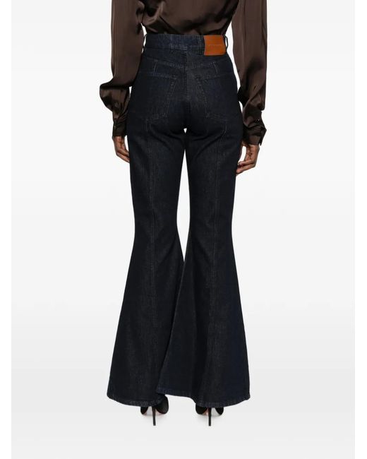 Viktor & Rolf Blue Logo-Patch Bootcut Jeans