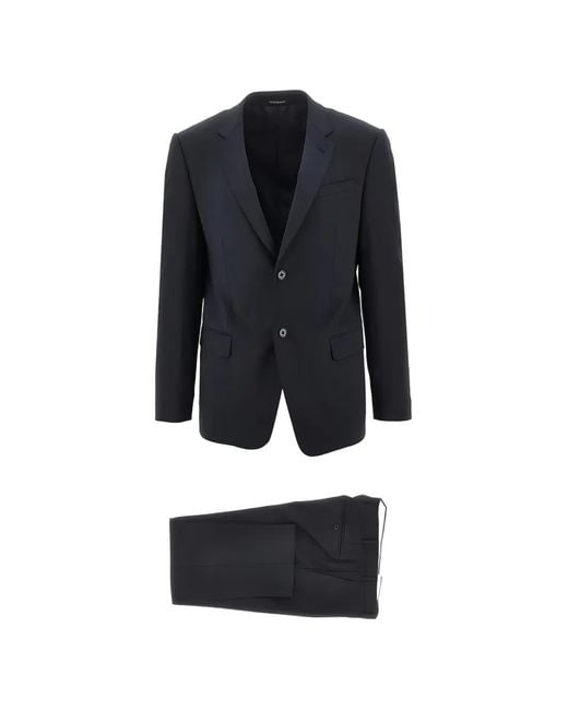 Emporio Armani Blue Single-Breasted Notched-Lapel Suit for men