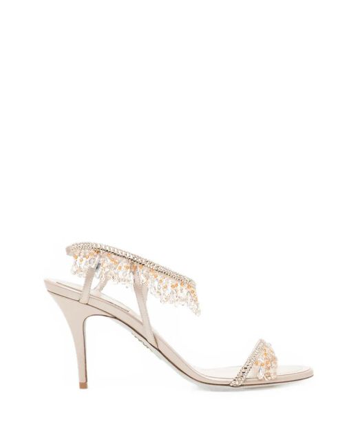Rene Caovilla White Jahanara Bead-Embellished Sandals