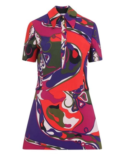 Emilio Pucci Red Kleid mit abstraktem Print