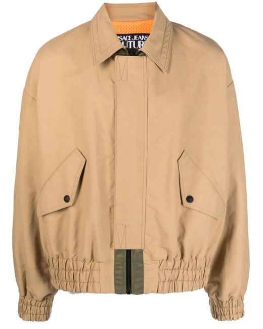 Versace Jeans Couture Natural Logo-Patch Bomber Jacket for men