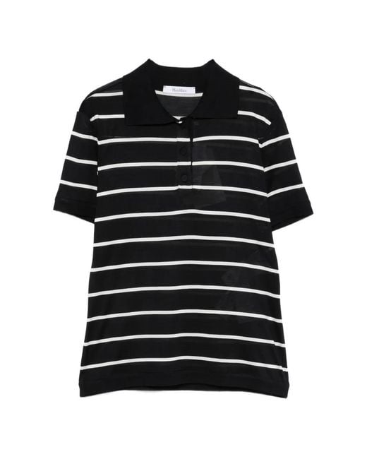 Max Mara Black Striped Polo Top