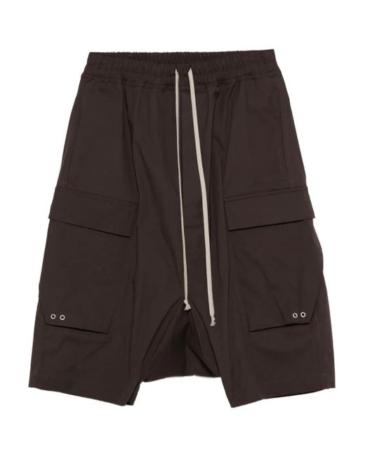 Rick Owens Black Drawstring Cargo Shorts for men