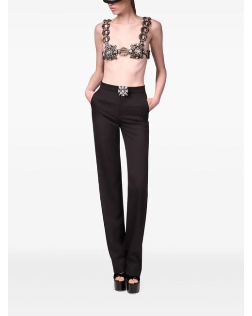 Area Blue Crystal Brooch Trousers