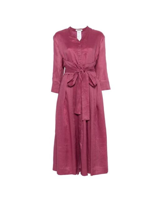 Max Mara Pink Camilla Tie-Waist Midi Dress